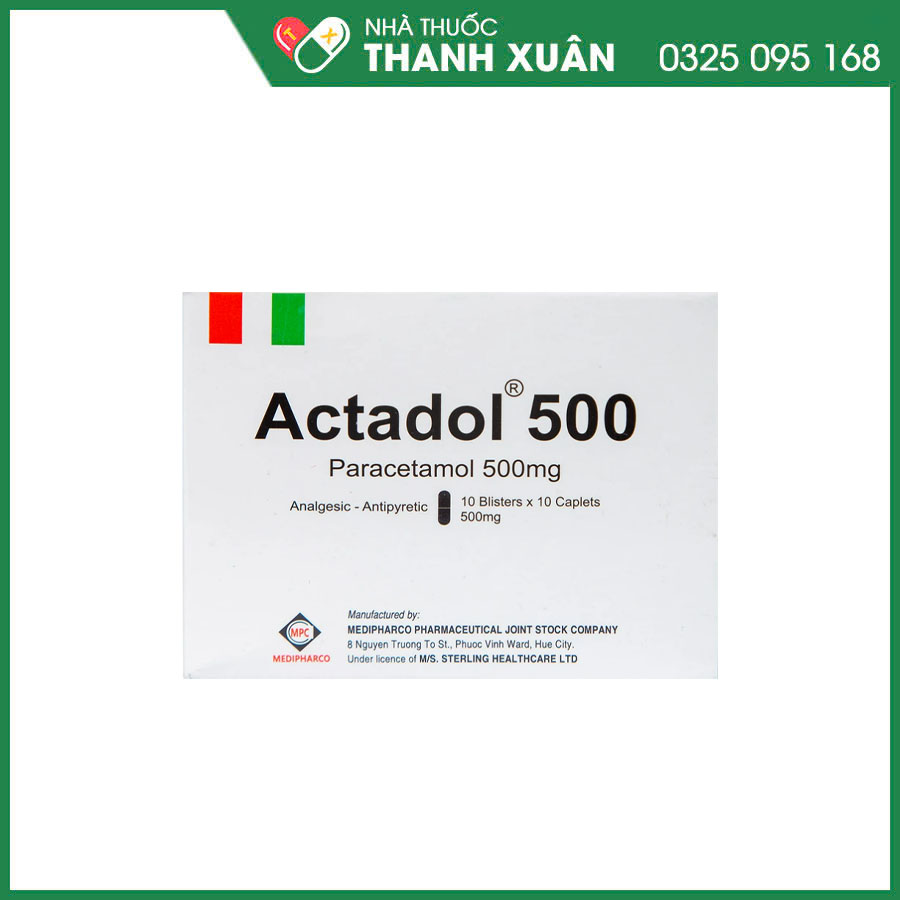 Actadol 500 thuốc giảm đau hạ sốt nhẹ đến vừa