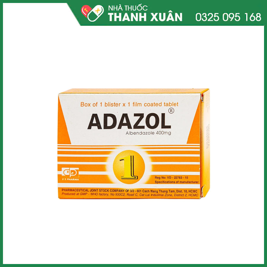 Adazol 400mg thuốc điều trị nhiễm giun và ký sinh trùng