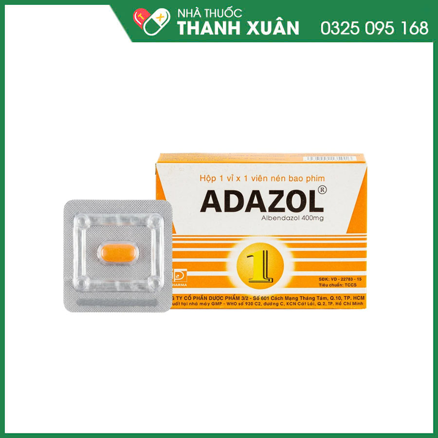Adazol 400mg thuốc điều trị nhiễm giun và ký sinh trùng