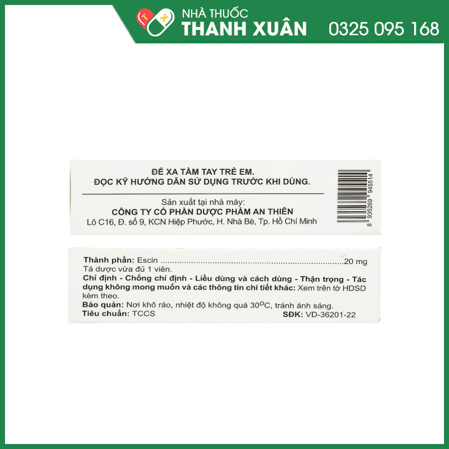 Aeneas 20  thuốc điều trị suy giãn tĩnh mạch, phòng và điều trị tụ máu, chống viêm, chống phù nề