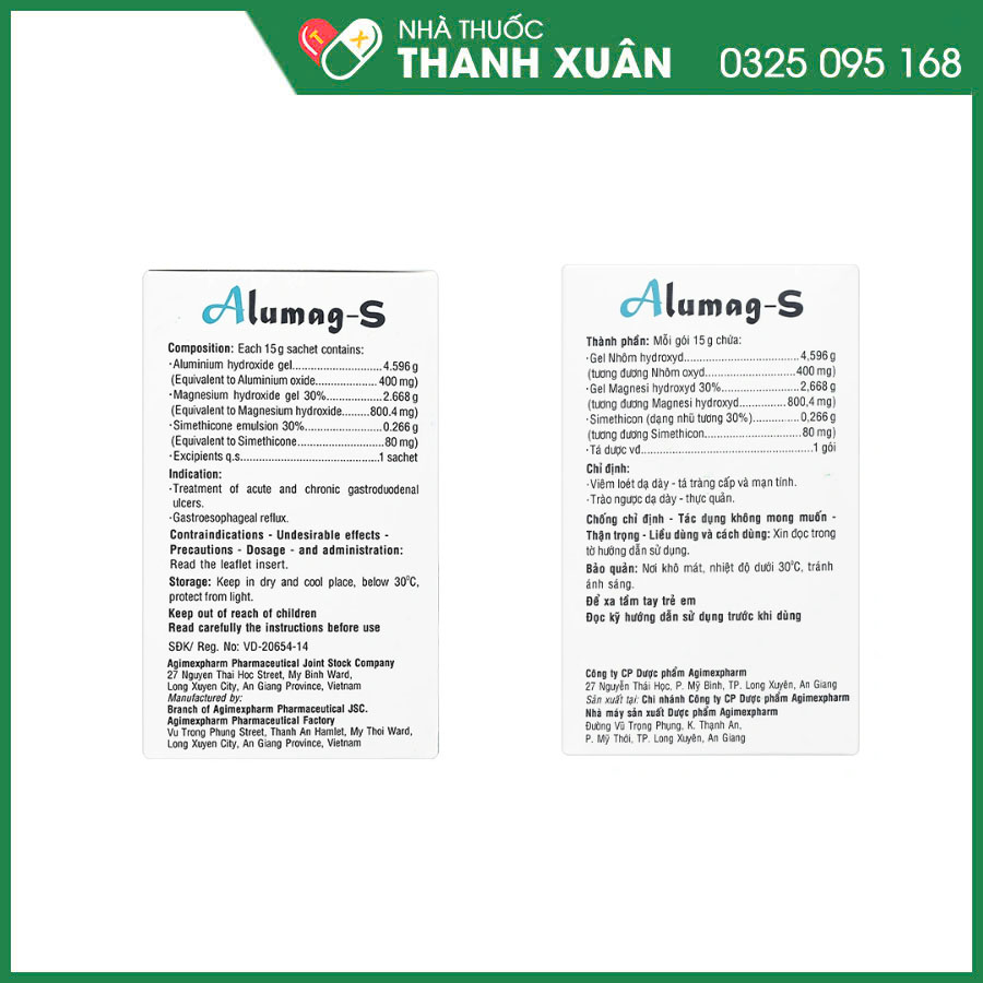 Alumag-S Agimexpharm thuốc điều trị viêm loét dạ dày - tá tràng, trào ngược dạ dày - thực quản