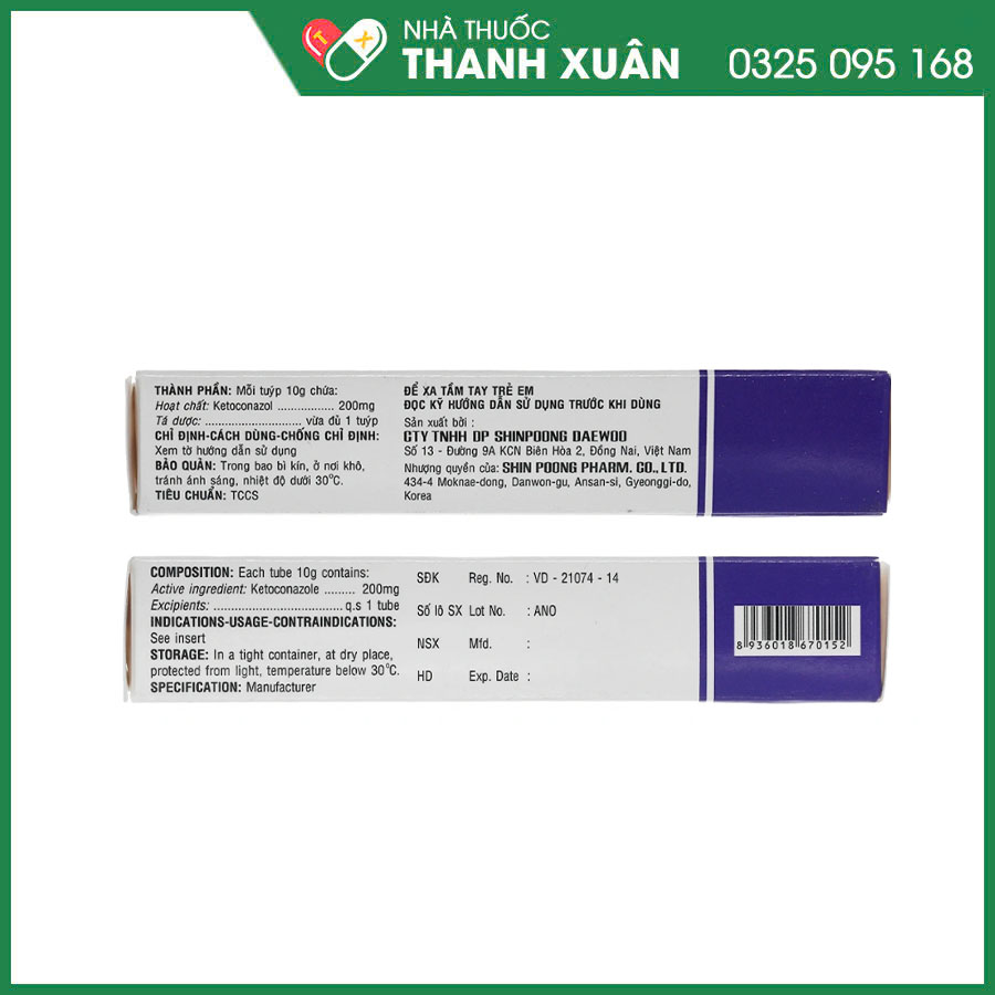 Antanazol kem bôi ngoài điều trị nấm da, lang ben, viêm da tiết bã