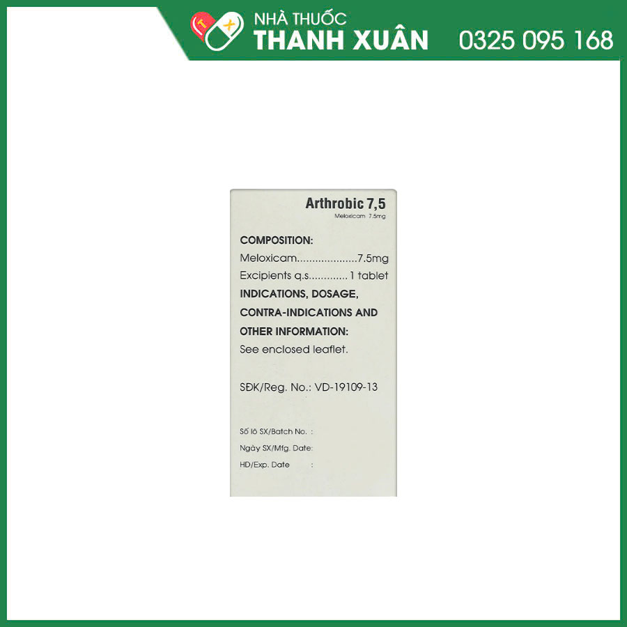 Arthrobic 7.5 thuốc chống viêm giảm đau trong viêm khớp dạng thấp, thoái hóa khớp
