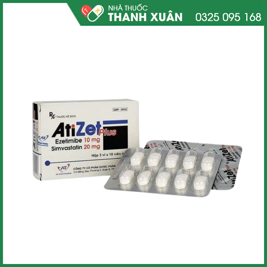 AtiZet Plus 10mg/20mg thuốc  điều trị tăng cholesterol máu