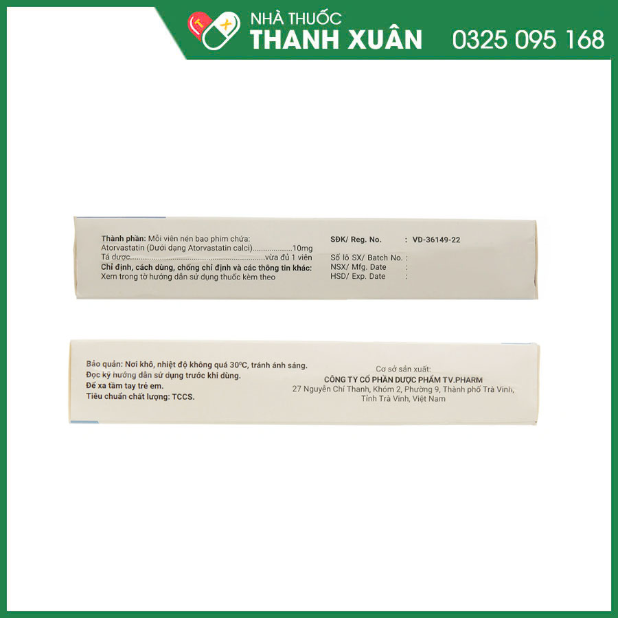 Atorvastatin 10mg thuốc điều trị tăng cholesterol, triglycerid máu