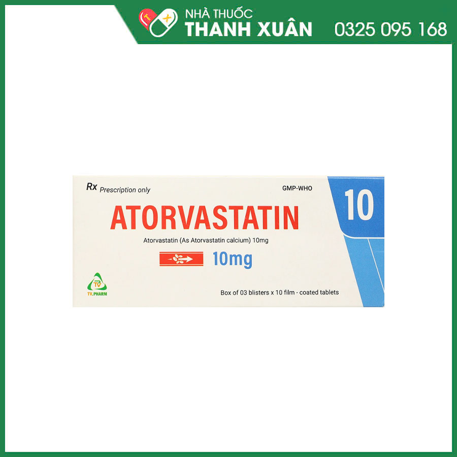 Atorvastatin 10mg thuốc điều trị tăng cholesterol, triglycerid máu