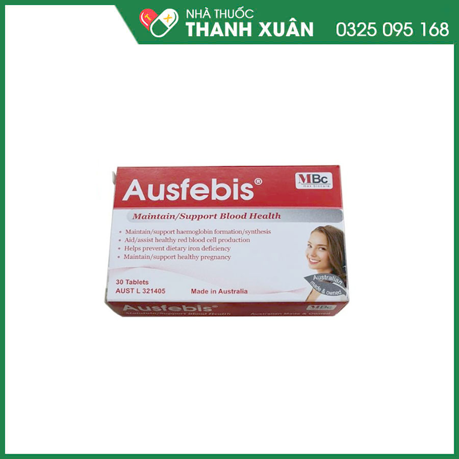 Ausfebis bổ sung sắt, axit folic và vitamin C, hỗ trợ tổng hợp haemoglobin, chống oxy hóa