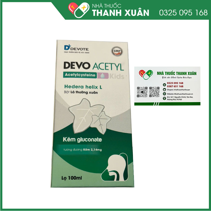 Siro Devo Acetyl giúp bổ phế, giảm ho do viêm họng, viêm phế quản