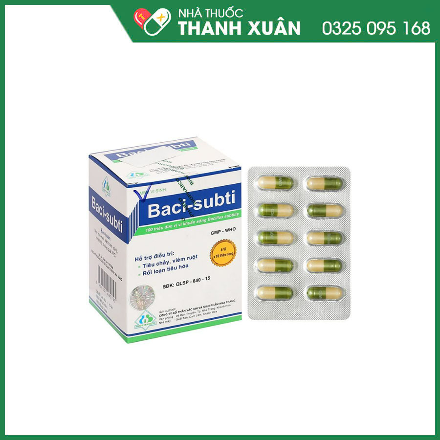 Baci-subti hỗ trợ điều trị tiêu chảy, viêm ruột, rối loạn tiêu hóa