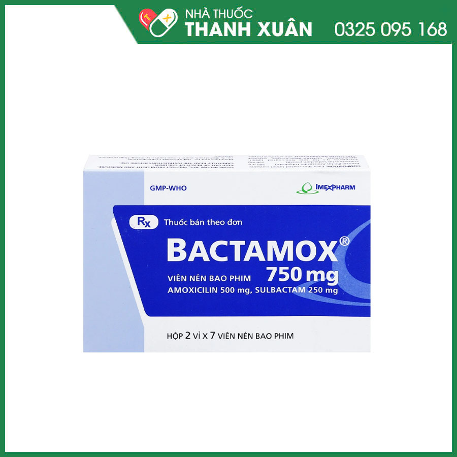 Bactamox 750mg điều trị nhiễm khuẩn tai mũi họng, hô hấp, tiết niệu, da–mô mềm