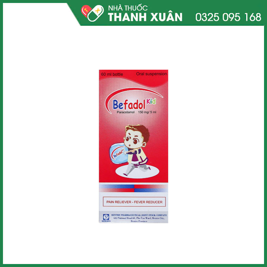 Befadol Kid 150mg/5ml thuốc giảm đau, hạ sốt