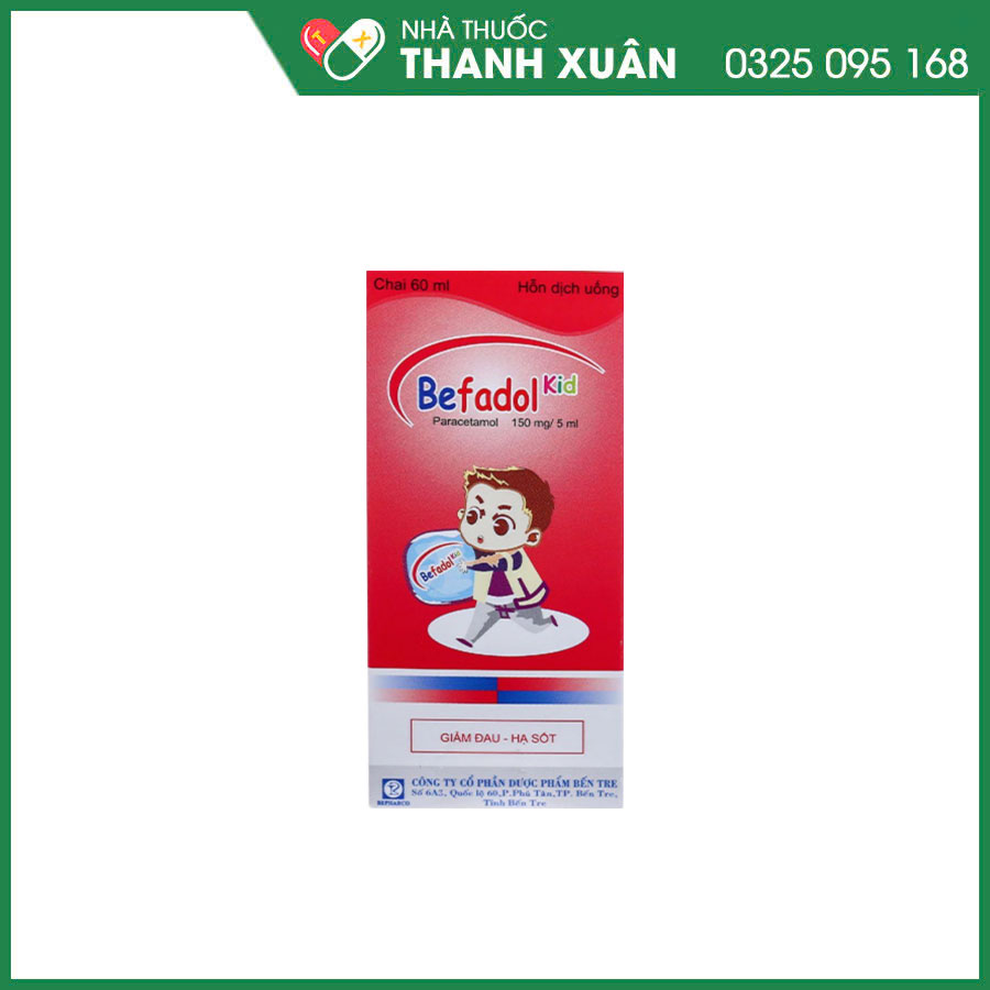 Befadol Kid 150mg/5ml thuốc giảm đau, hạ sốt