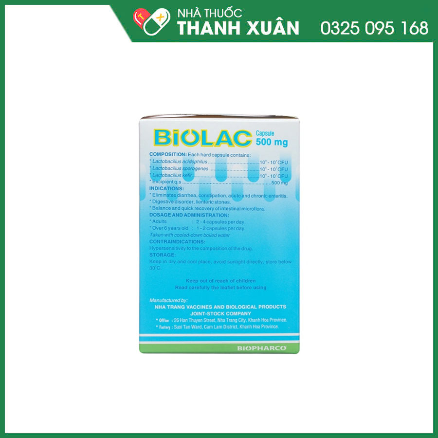 Biolac 500mg bổ sung vi sinh, hỗ trợ điều trị tiêu chảy và táo bón