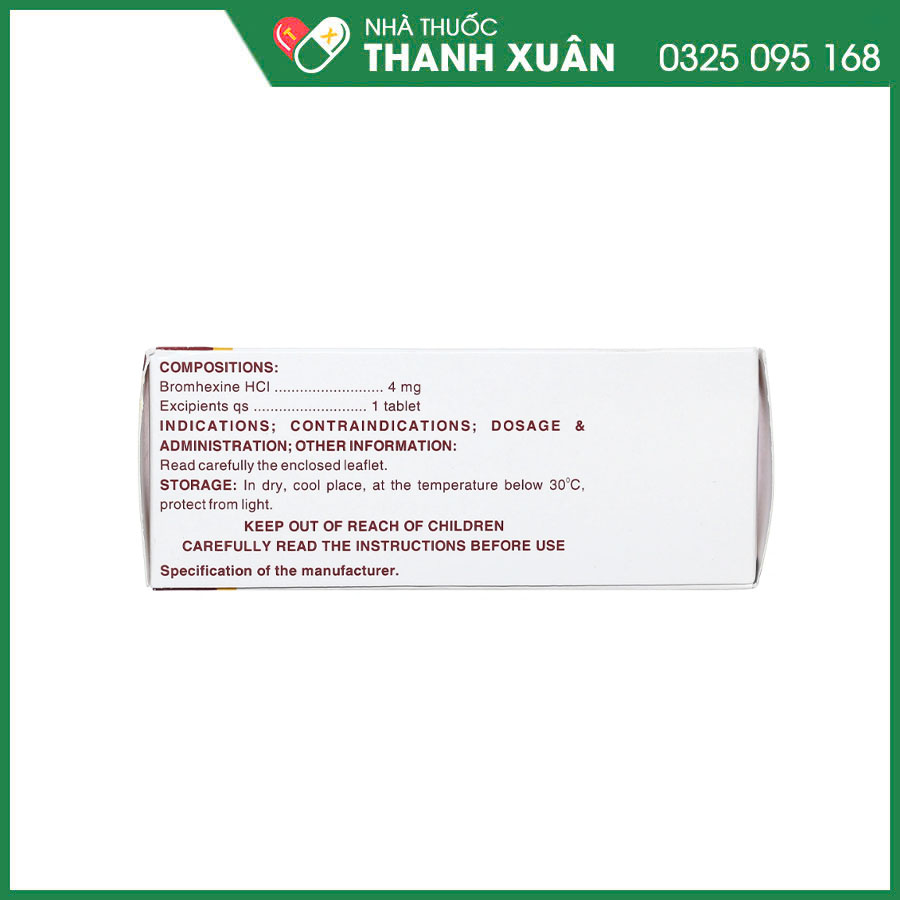 Bromhexin F.T Pharma 4mg giúp tan đàm, tiêu chất nhầy trong bệnh lý hô hấp