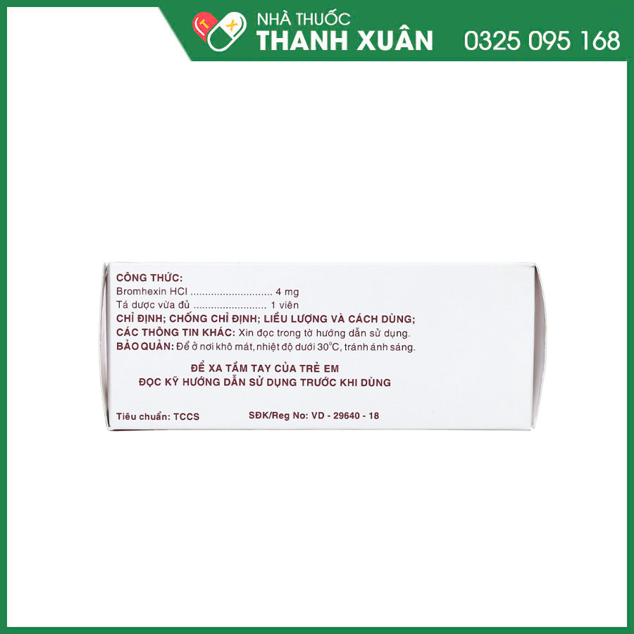 Bromhexin F.T Pharma 4mg giúp tan đàm, tiêu chất nhầy trong bệnh lý hô hấp