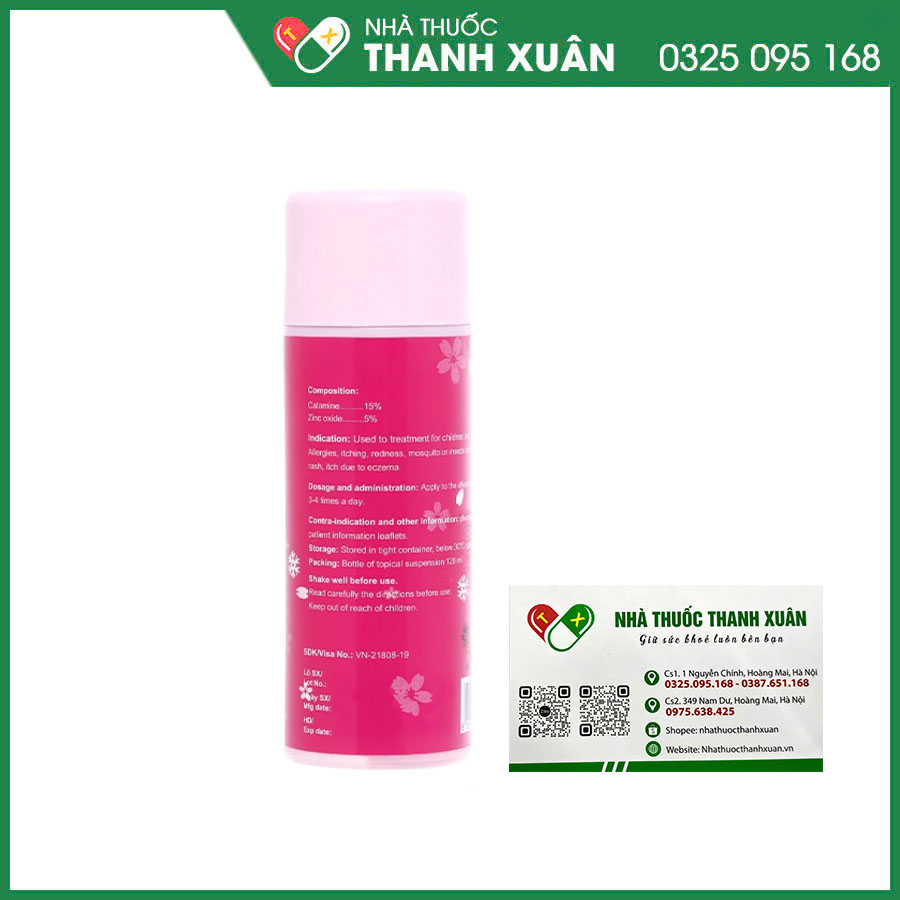 Calamine hỗn dịch bôi da trị dị ứng, ngứa, rôm sảy, chàm, côn trùng đốt