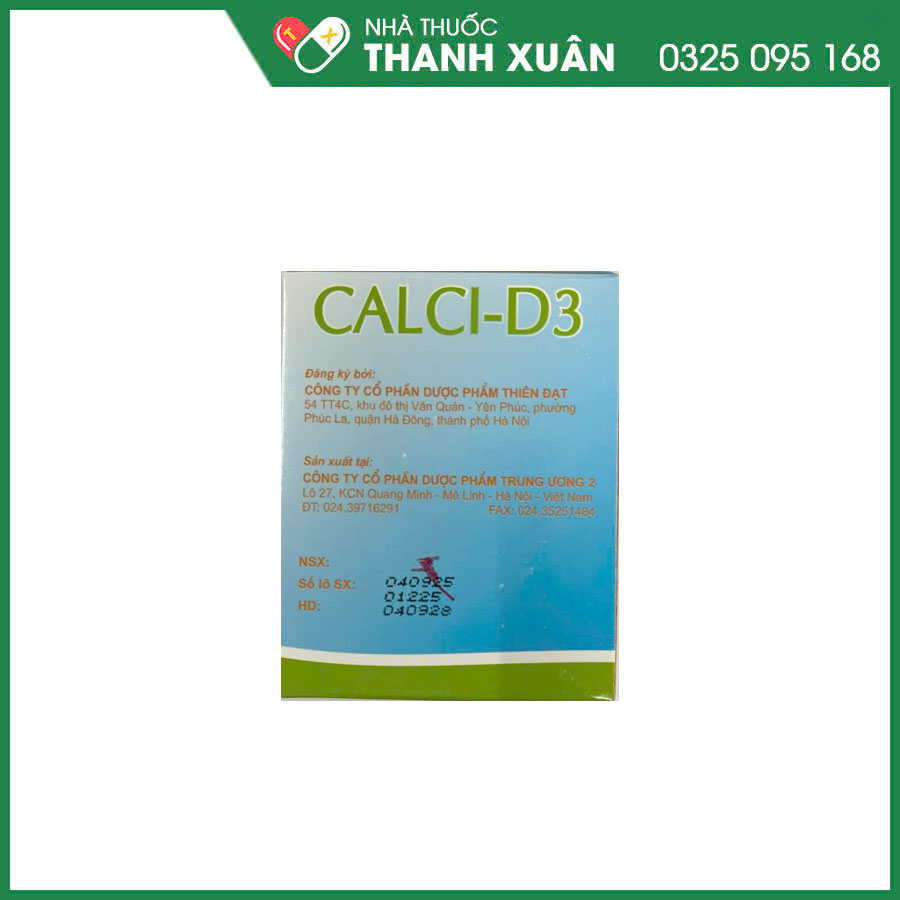 Calci-D3 thuốc phòng ngừa và điều trị thiếu hụt calci và vitamin D3