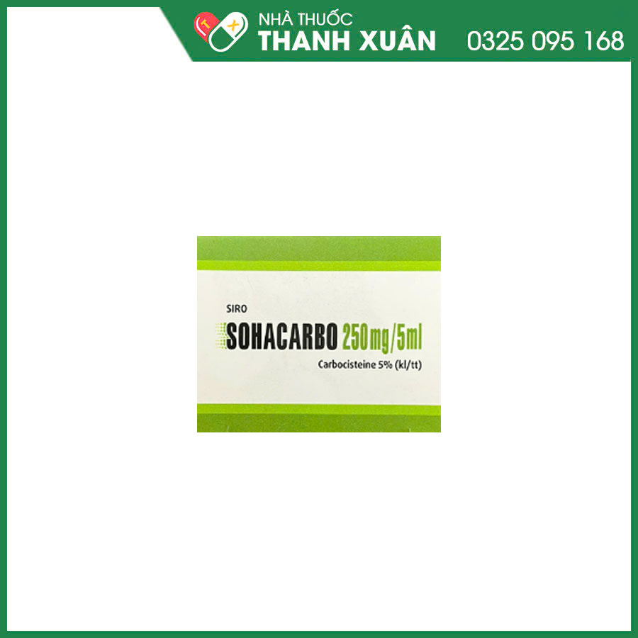 Sohacarbo 250mg/5ml điều trị bệnh lý tăng tiết đờm ở đường hô hấp