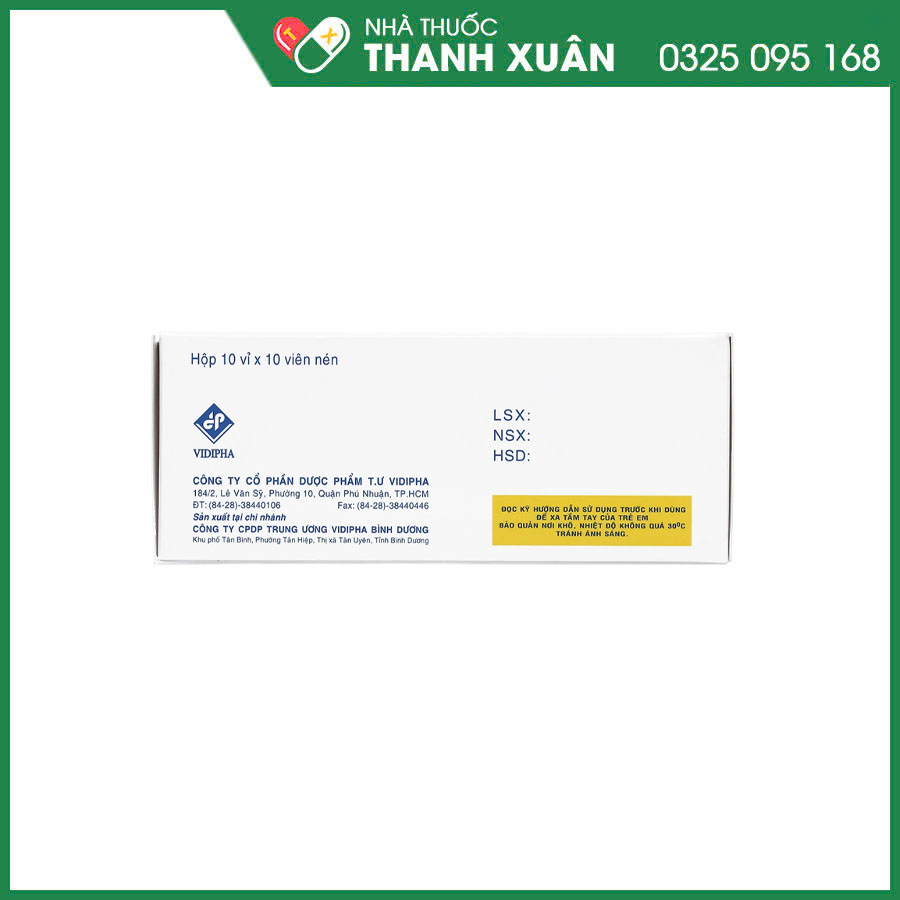 Cinnarizin Vidipha 25mg trị rối loạn tiền đình, chống say xe