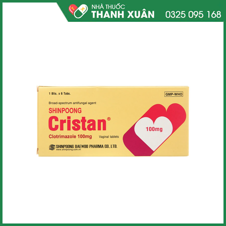 Shinpoong Cristan 100mg viên đặt điều trị nhiễm nấm âm đạo