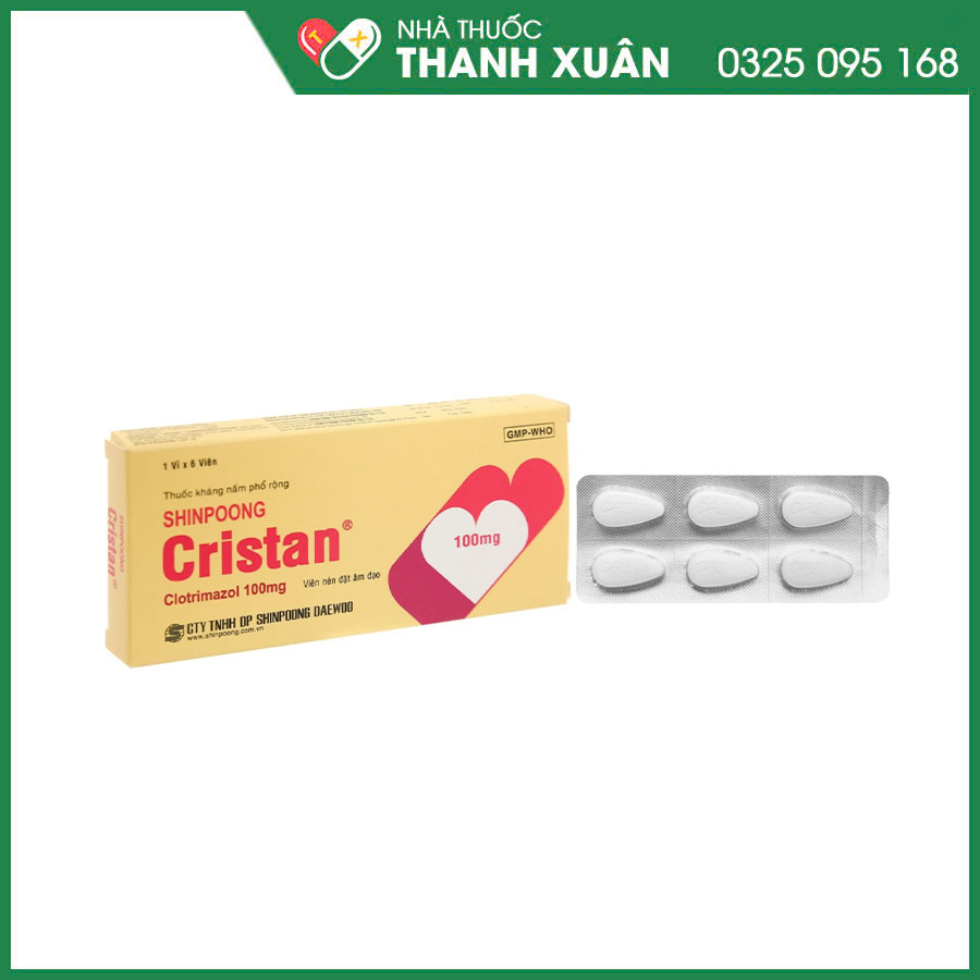Shinpoong Cristan 100mg viên đặt điều trị nhiễm nấm âm đạo