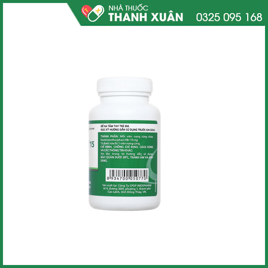 Dexipharm 15 thuốc điều trị các chứng ho khan, ho do kích ứng