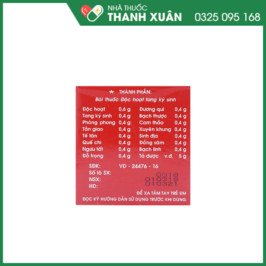 Didicera điều trị viêm, đau thần kinh; trị viêm khớp, đau nhức xương khớp và đau mỏi lưng