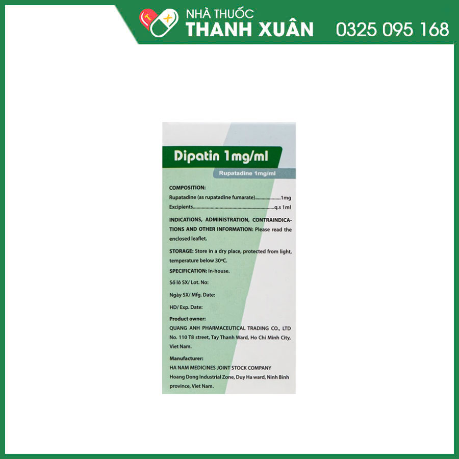 Dipatin 1 mg/ml điều trị viêm mũi dị ứng và bệnh mày đay
