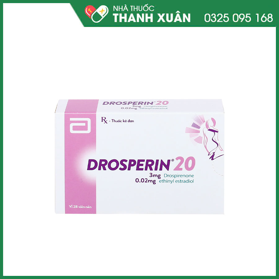 Drosperin® 20 thuốc tránh thai, điều trị các triệu chứng rối loạn tiền kinh nguyệt và mụn trứng cá
