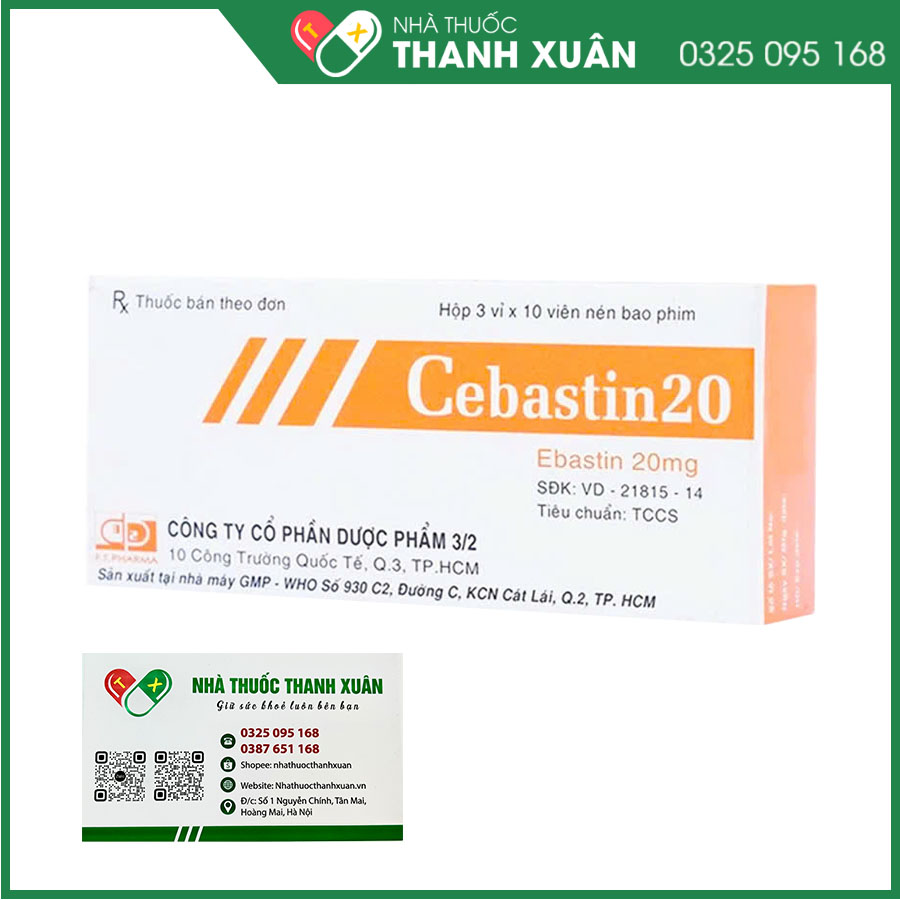 Cebastin 20 điều trị viêm mũi dị ứng, mẩn ngứa, mề đay mãn tính