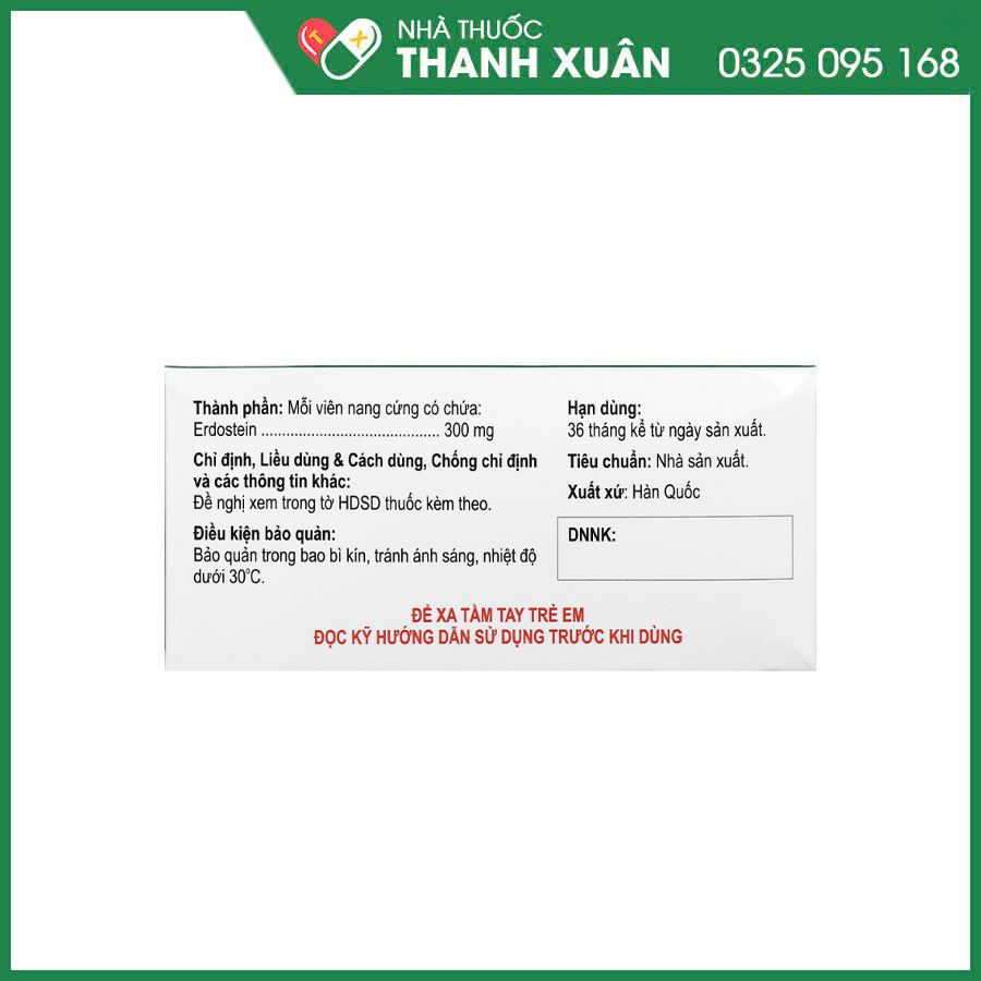 Elpertone 300mg thuốc điều trị các triệu chứng đợt viêm phế quản cấp và mạn tính