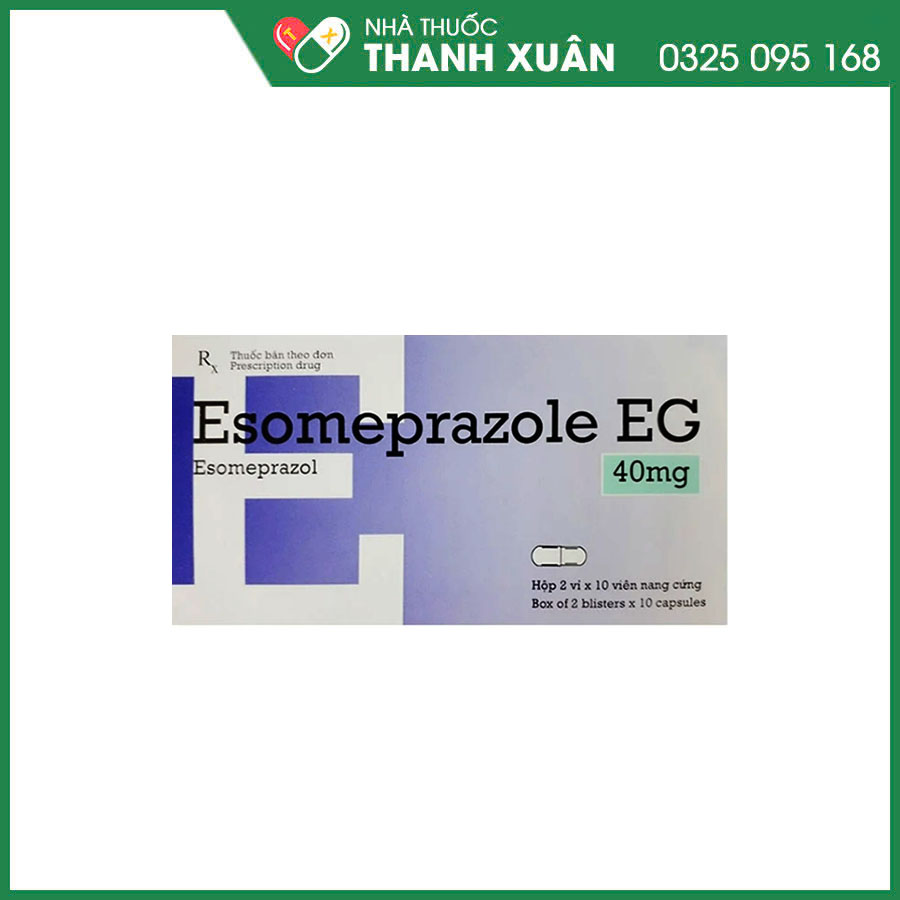 Esomeprazole EG 40mg thuốc điều trị trào ngược dạ dày - thực quản, loét dạ dày tá tràng, hội chứng Zollinger-Ellison