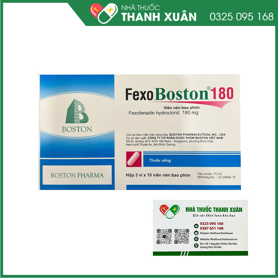 Fexo Boston 180 điều trị viêm mũi dị ứng, mày đay mẩn ngứa ở người lớn