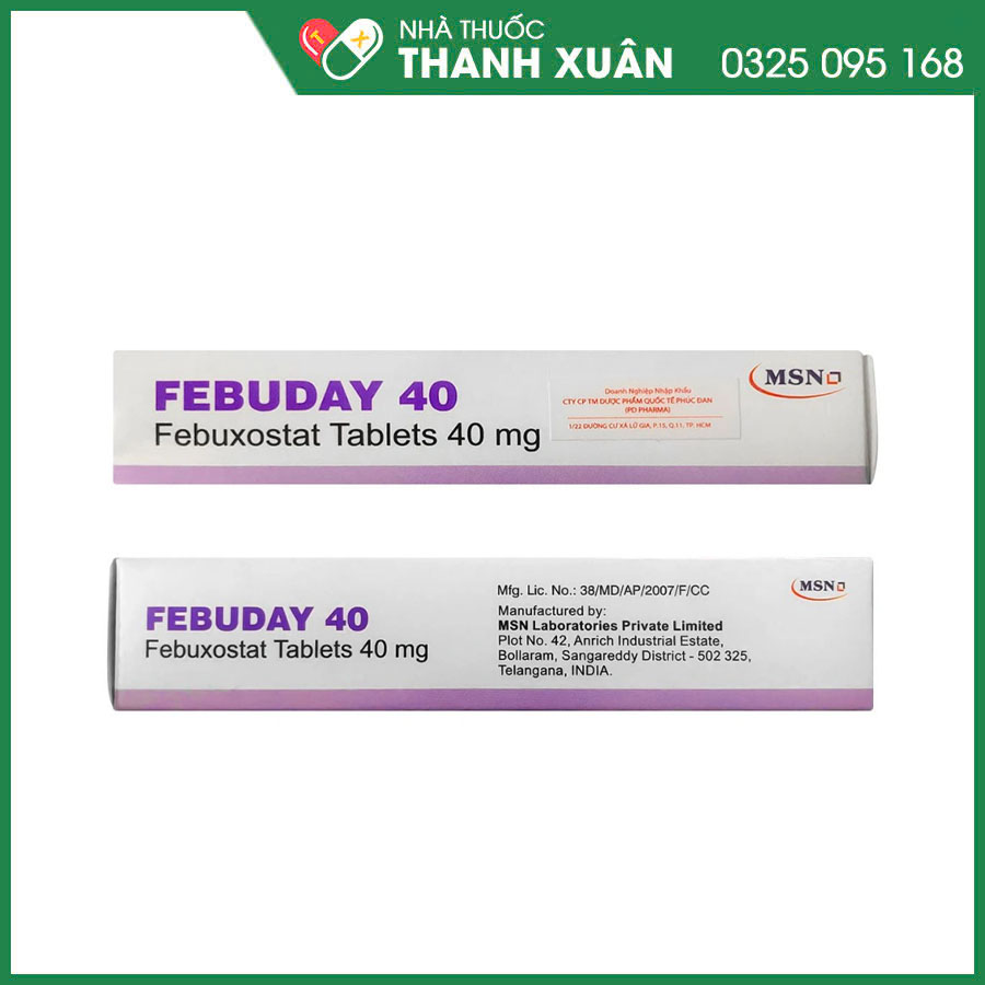 Febuday 40mg thuốc điều trị chứng tăng acid uric huyết trong trường hợp Gout