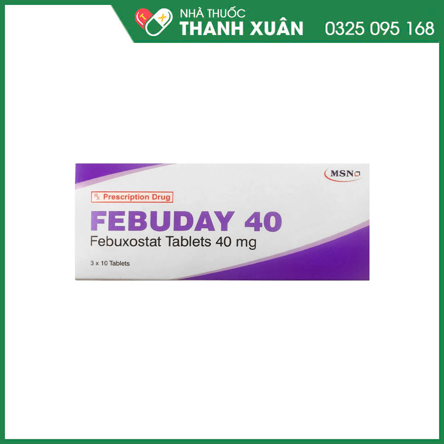 Febuday 40mg thuốc điều trị chứng tăng acid uric huyết trong trường hợp Gout