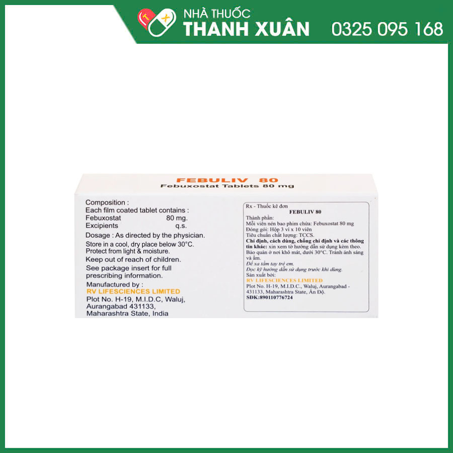 Febuliv 80 thuốc điều trị tăng acid uric huyết mạn tính