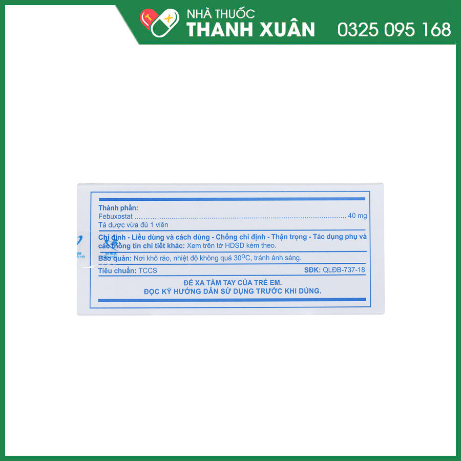 Febuxotid Vk 40 thuốc điều trị tăng acid uric máu mãn tính ở bệnh nhân gout