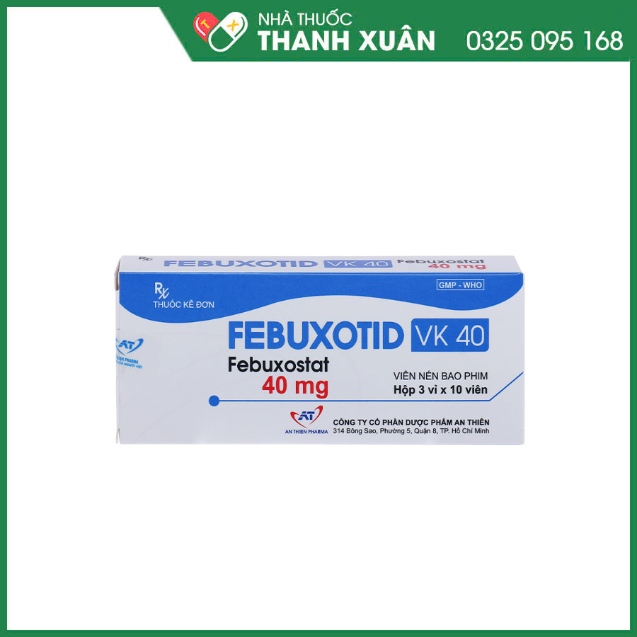Febuxotid Vk 40 thuốc điều trị tăng acid uric máu mãn tính ở bệnh nhân gout