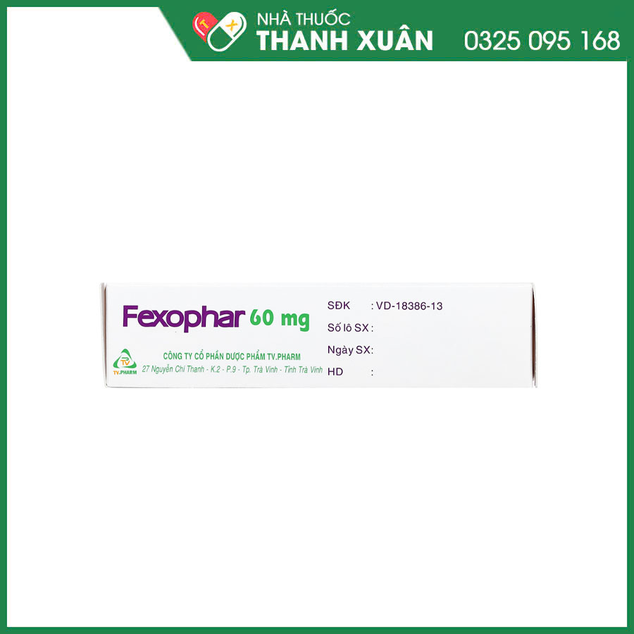 Fexophar 60 điều trị viêm mũi dị ứng, dị ứng da, nổi mày đay