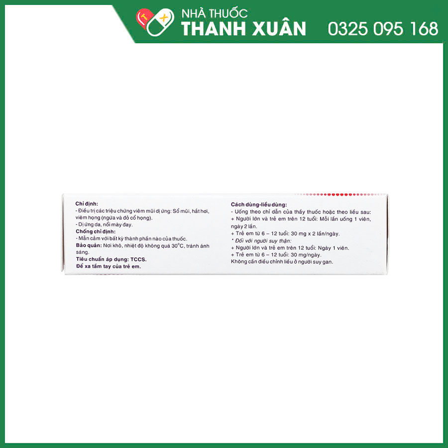 Fexophar 60 điều trị viêm mũi dị ứng, dị ứng da, nổi mày đay