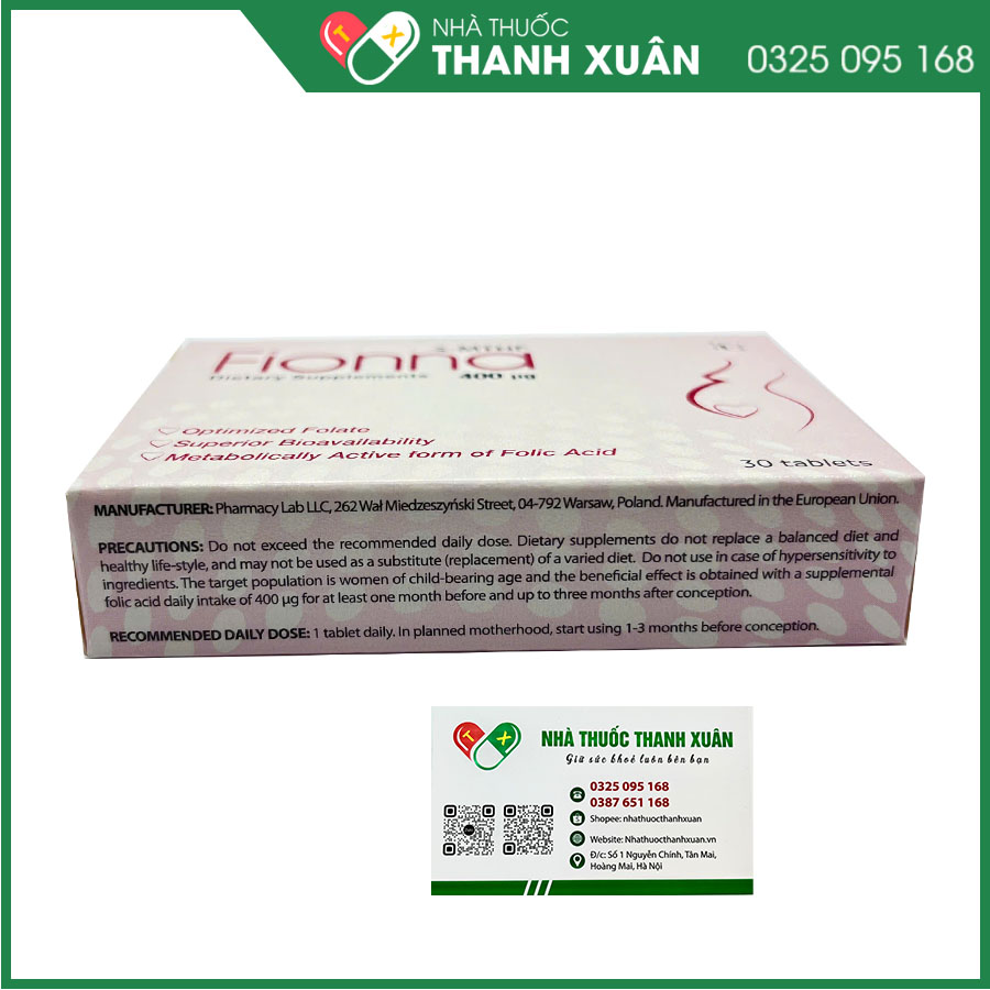 Viên uống Fionna - 5MTHF giúp bổ sung acid folic và giảm nguy cơ thiếu máu