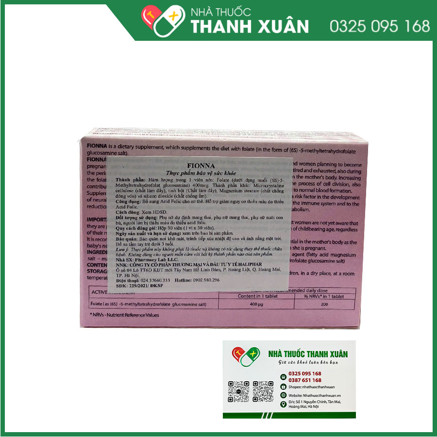 Viên uống Fionna - 5MTHF giúp bổ sung acid folic và giảm nguy cơ thiếu máu