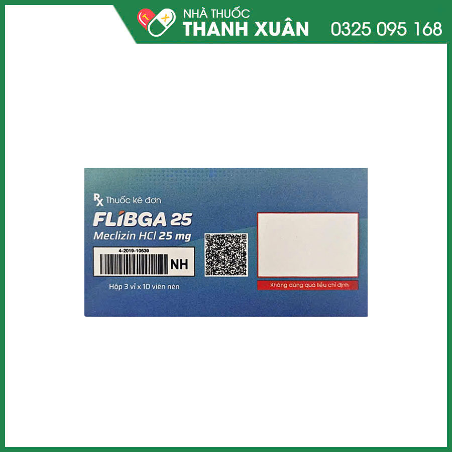 Flibga 25mg thuốc điều trị buồn nôn, nôn và chóng mặt do say tàu xe