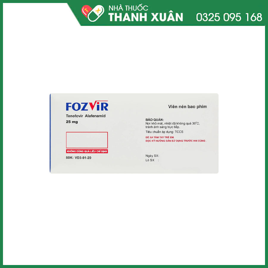 Fozvir 25mg thuốc điều trị viêm gan B
