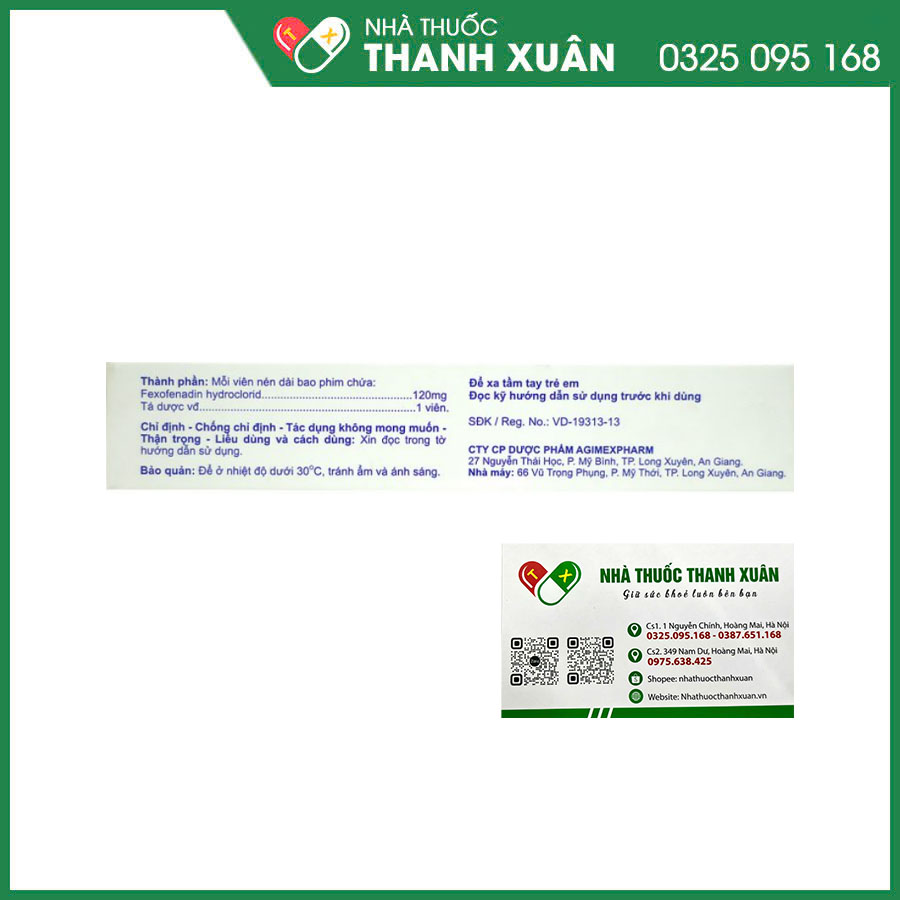 Gimfastnew 120mg thuốc điều trị viêm mũi dị ứng, mày đay