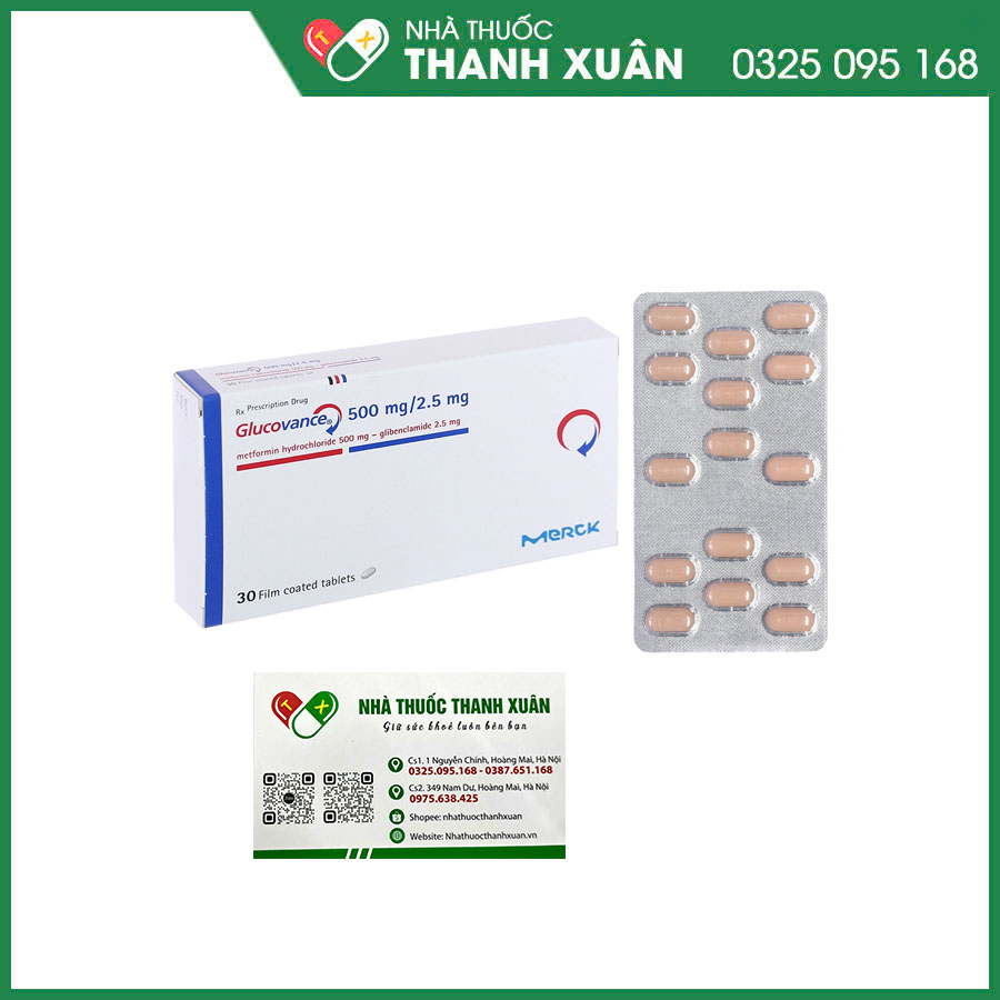 Glucovance 500mg/2.5mg thuốc điều trị đái tháo đường typ II