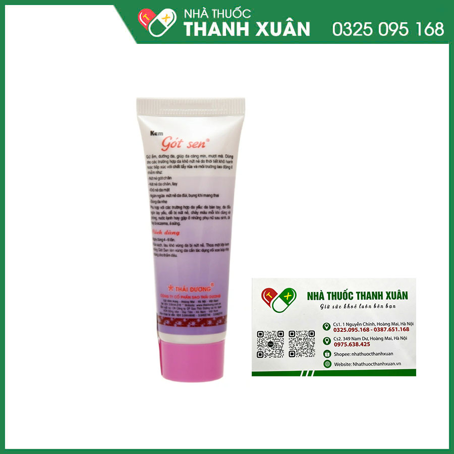 Kem Gót Sen Thái Dương hỗ trợ dưỡng ẩm, giảm nứt nẻ da