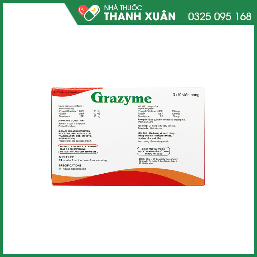 Grazyme thuốc  trị đầy hơi, khó tiêu