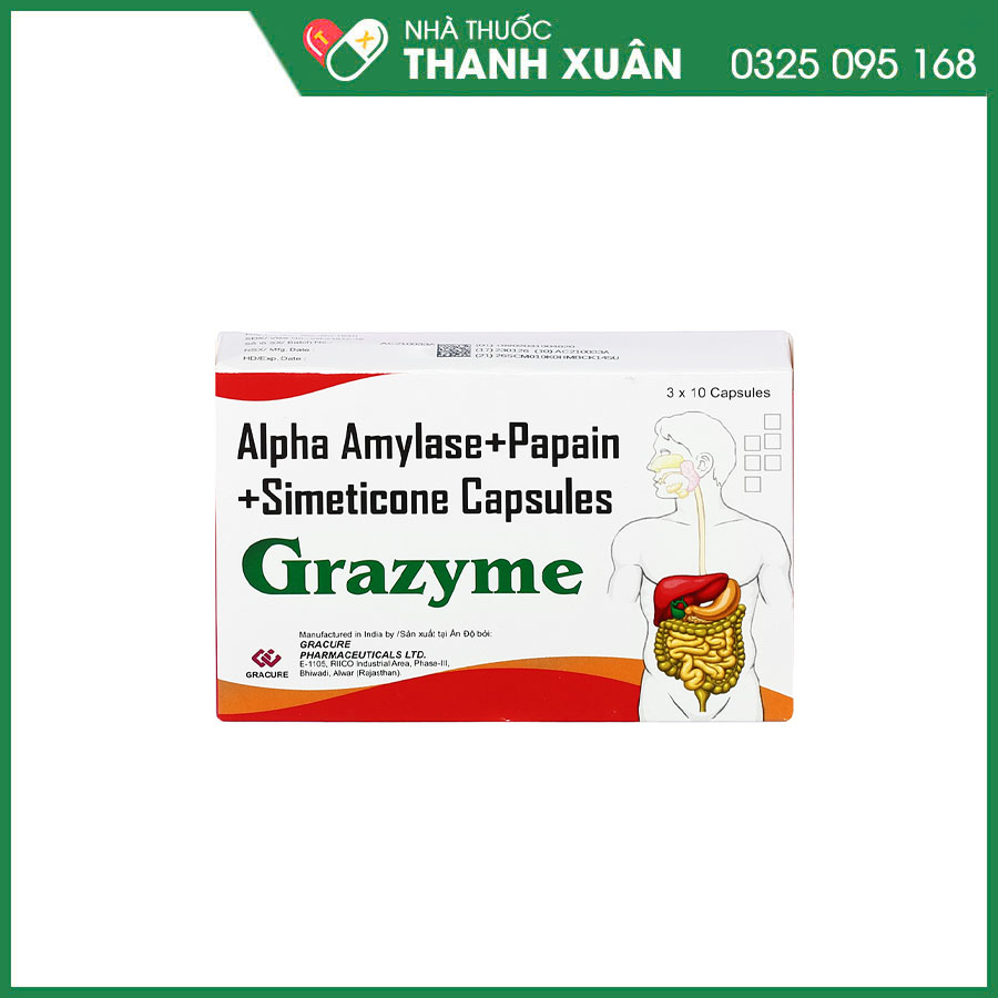 Grazyme thuốc  trị đầy hơi, khó tiêu