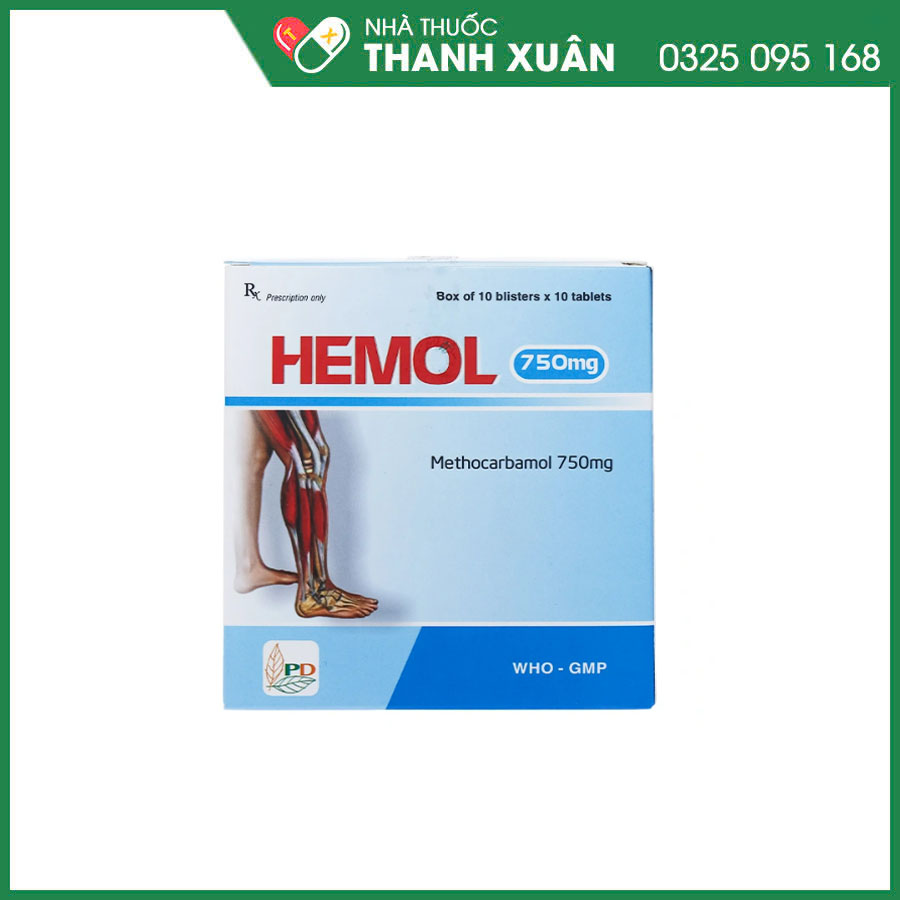 Hemol 750mg thuốc điều trị ngắn hạn rối loạn cơ xương cấp liên quan đến đau do co thắt cơ